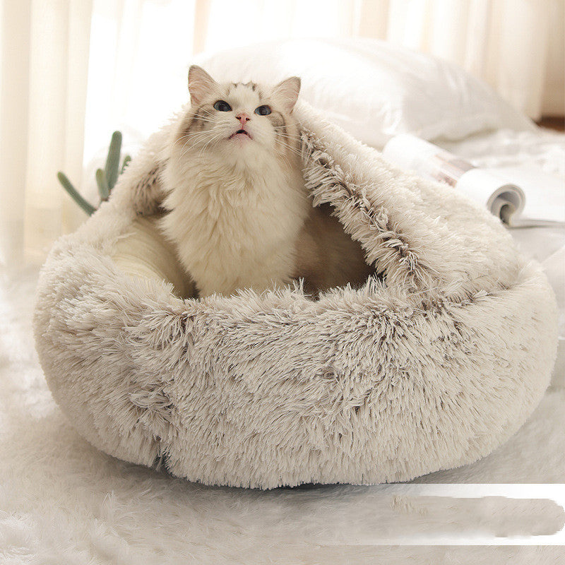 Round Plush Warm Bed