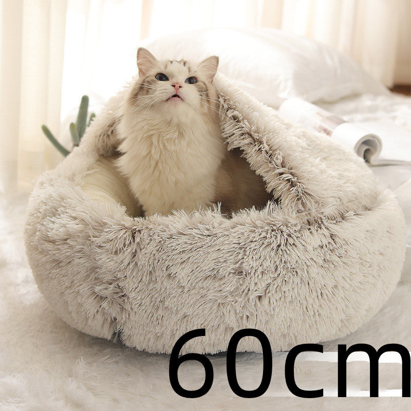 Round Plush Warm Bed