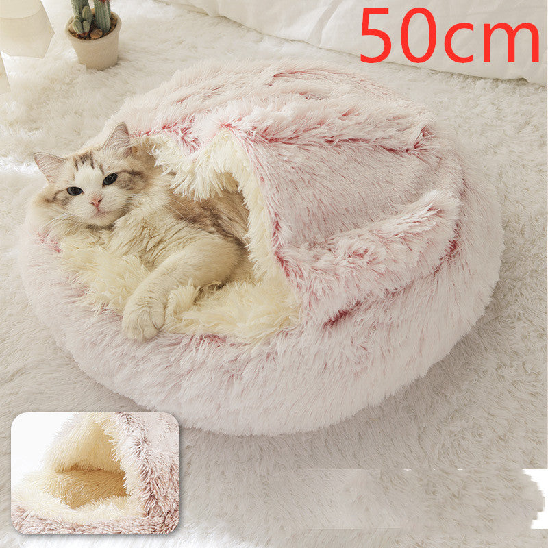 Round Plush Warm Bed