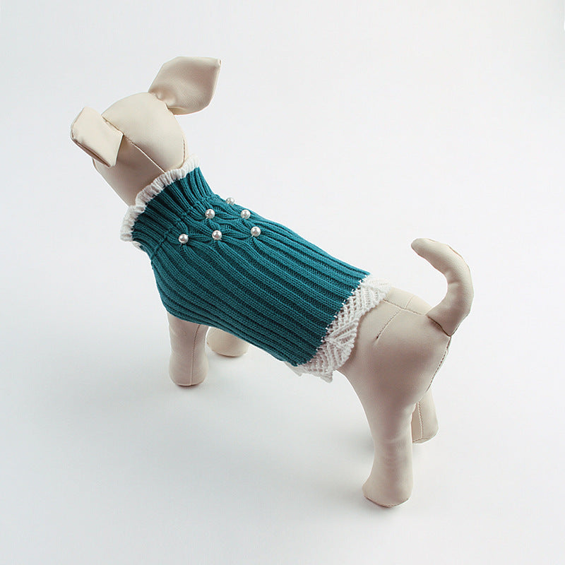 Dog Sweater with Rhinestone Lace