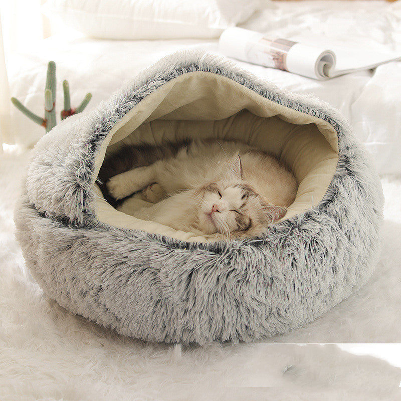 Round Plush Warm Bed