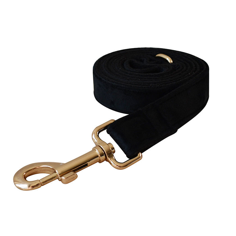 Black Flannel Gold Buckle Dog Harness