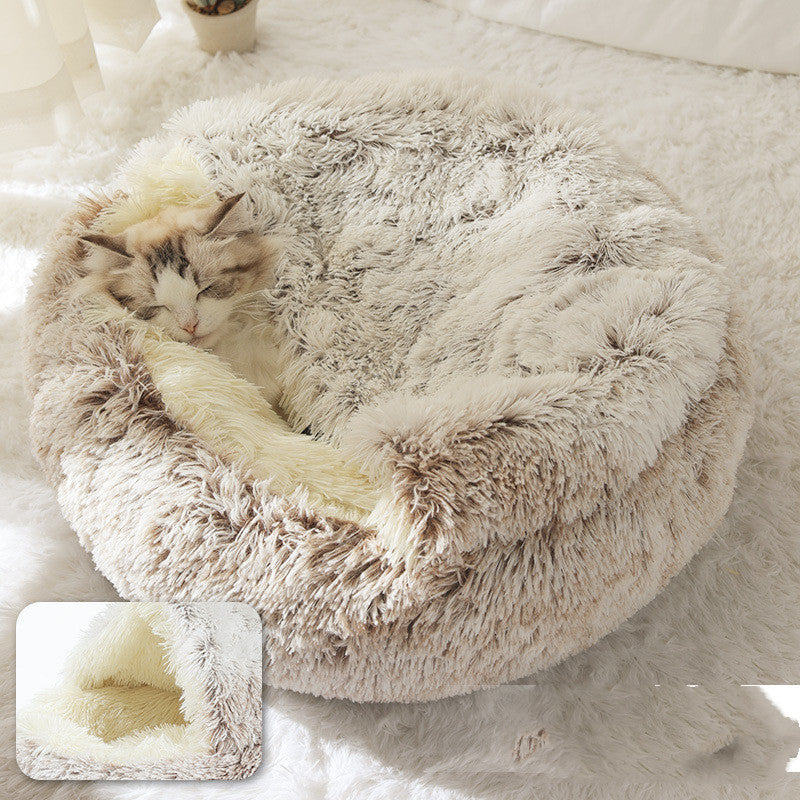 Round Plush Warm Bed