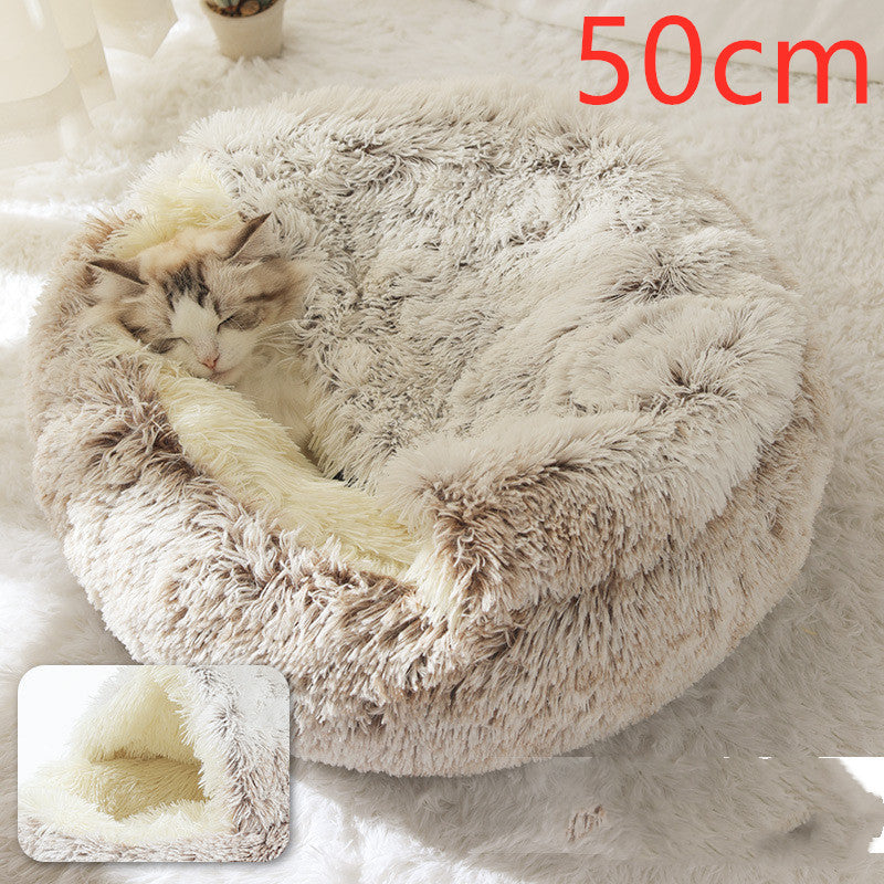 Round Plush Warm Bed