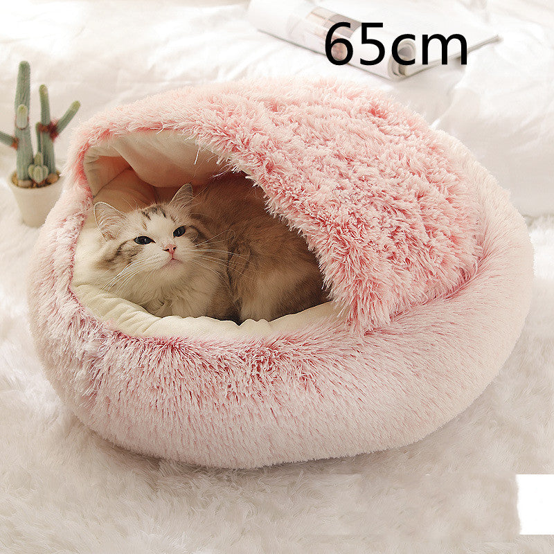 Round Plush Warm Bed