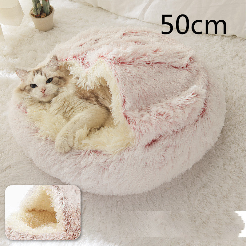 Round Plush Warm Bed