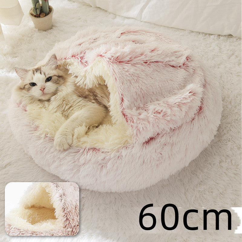 Round Plush Warm Bed