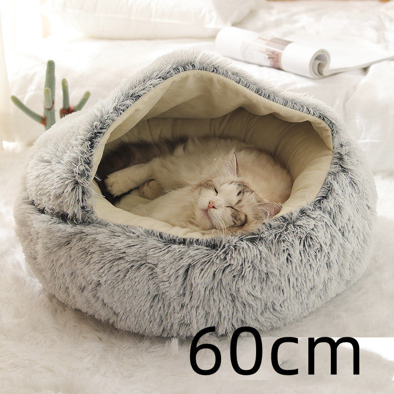 Round Plush Warm Bed