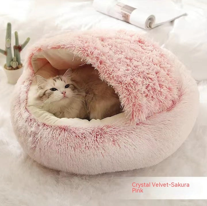 Round Plush Warm Bed