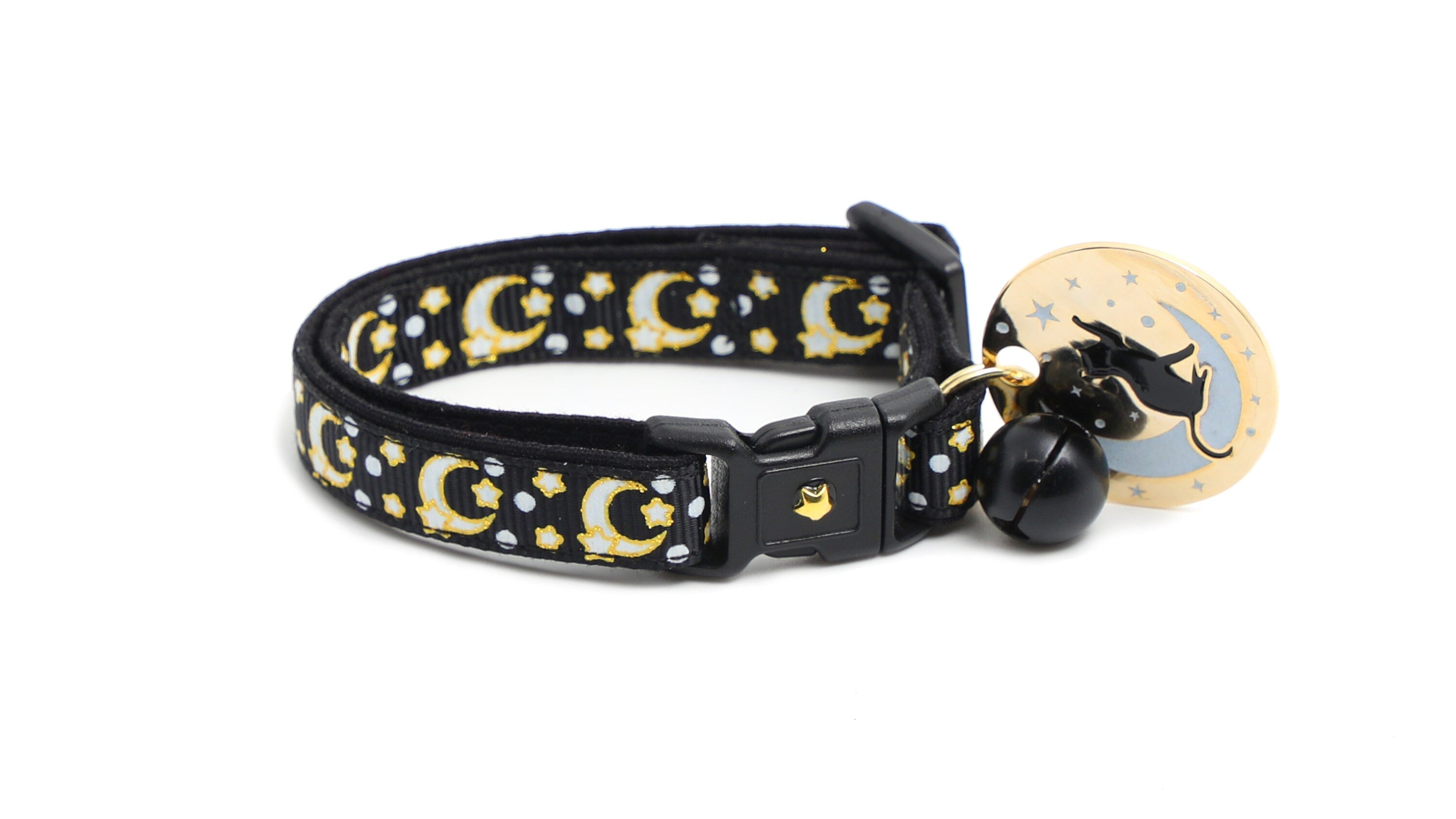 Gold Moons and Stars on Black V2 Cat Collar